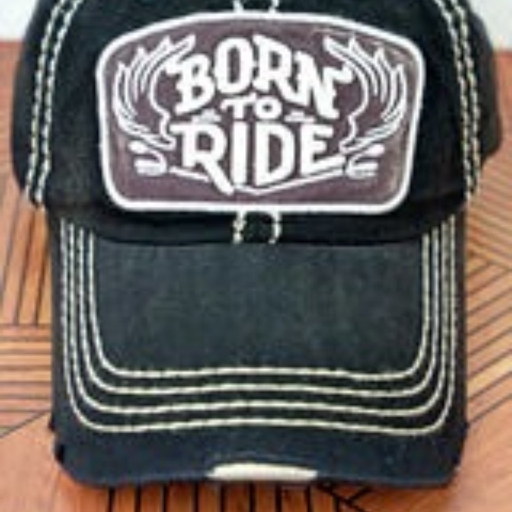 NWT UNISEX BORN TO RIDE Baseball Cap Blk